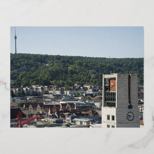 Stuttgart Stadtansicht vom Turm der Stiftskirche Folien Feiertagspostkarte