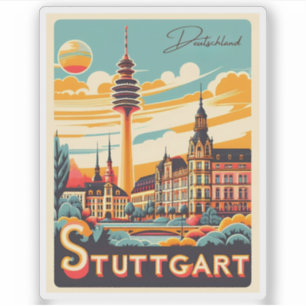 Stuttgart TV-Turm - Fernsehturm Deutschland Gesche Aufkleber