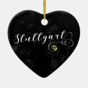 Stuttgarter Herz, Weihnachtsbaumschmuck, Deutschla Keramik Ornament