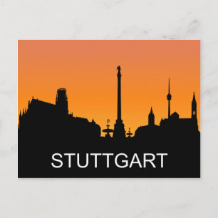 Stuttgarter Silhouette, Sommeruntergang, Illustrat Postkarte