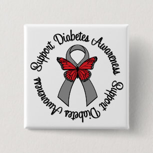 Stützdiabetes-Bewusstseins-Schmetterlings-Band Button