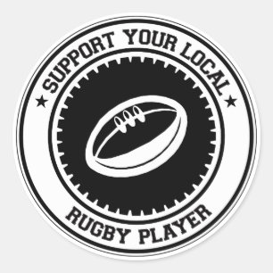 Stützen Sie Ihren lokalen Rugby-Spieler Runder Aufkleber