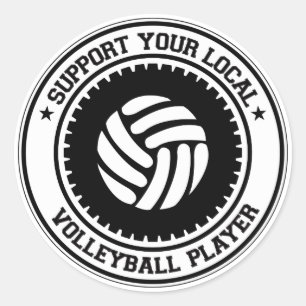 Stützen Sie Ihren lokalen Volleyball-Spieler Runder Aufkleber