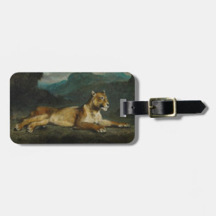 Stützende Löwin, c.1855 (Öl auf Platte) Gepäckanhänger