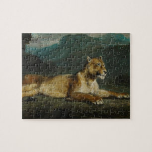 Stützende Löwin, c.1855 (Öl auf Platte) Puzzle