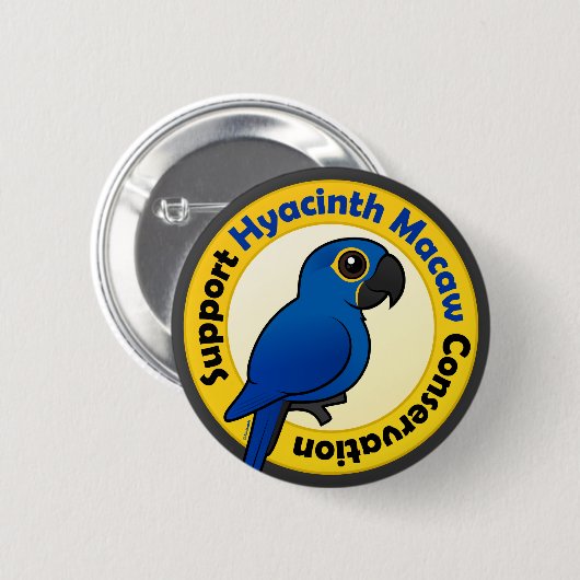 Stützhyazinthemacaw-Erhaltung Button (Vorne & Hinten)