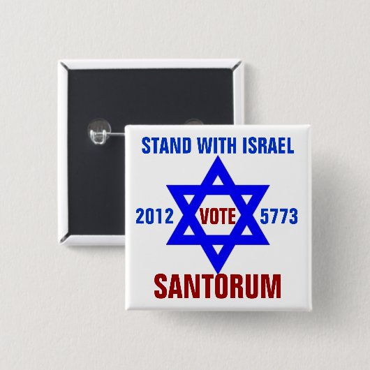 Stützisrael-Abstimmung Santorum Button (Vorne & Hinten)