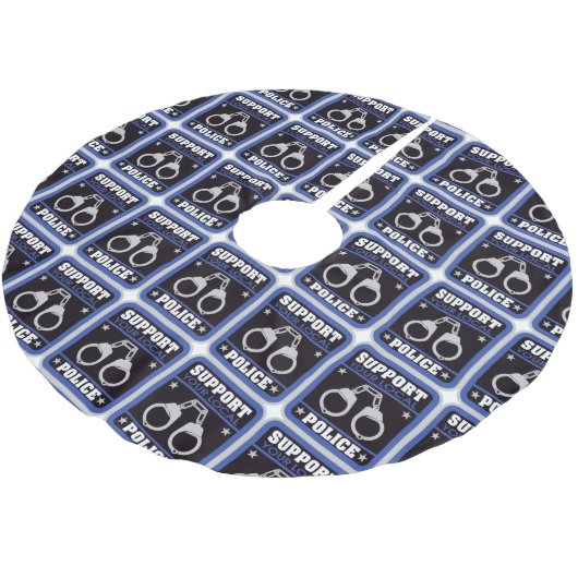 Stützlokale Polizei Polyester Weihnachtsbaumdecke (Schrägansicht)