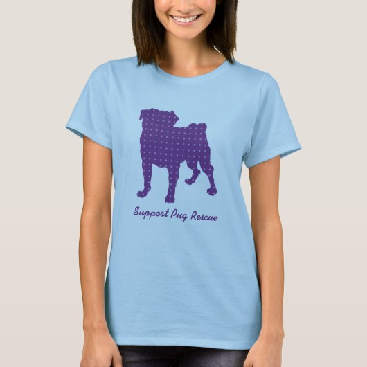 StützMops-Rettung lila Puggy T-Shirts (Vorderseite)