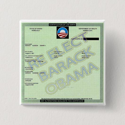 STÜTZobama-GEBURTSURKUNDE-KNOPF Button (Vorderseite)
