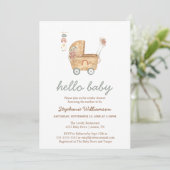 Stwalze | Baby Carriage Baby Shower Einladung (Stehend Vorderseite)