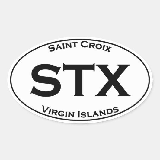 STX - Saint Croix Jungfrau Islands Euro Style Oval Ovaler Aufkleber (Vorderseite)