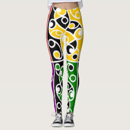 Styized Colorful Maori Kowhaiwhai Muster Leggings