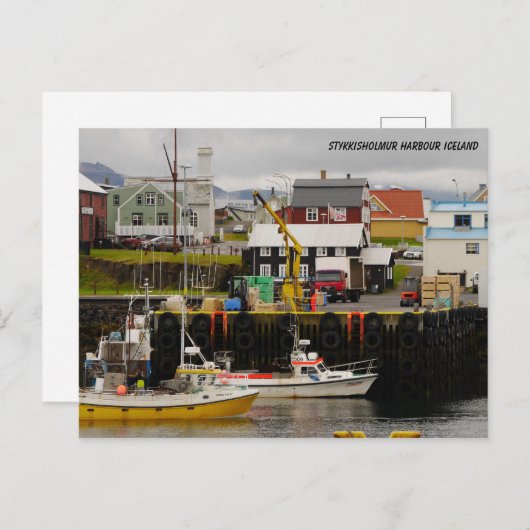 Stykisholmur Hafen Island Postkarte (Vorne/Hinten)