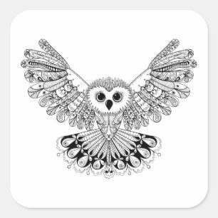Style Black Owl Quadratischer Aufkleber