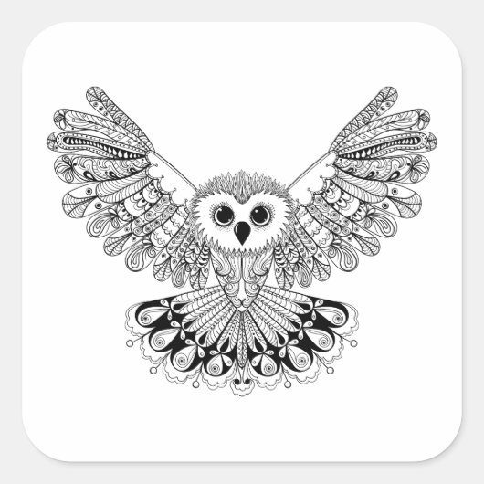 Style Black Owl Quadratischer Aufkleber (Vorderseite)