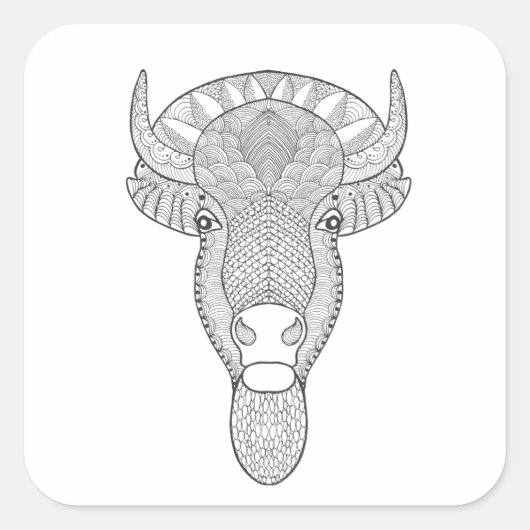 Style Bull Head Quadratischer Aufkleber (Vorderseite)