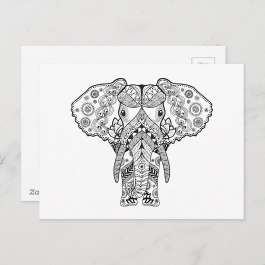 Style Elephant Postkarte (Vorne/Hinten)