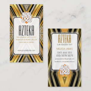 Style Fashion Black Gold ArtDeco Business Card Visitenkarte
