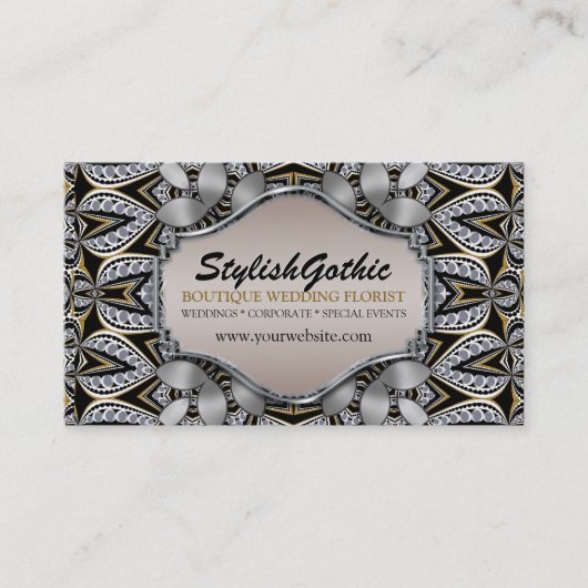 Style Fusion Silver Black Gold Baroque BizCards Visitenkarte (Vorderseite)
