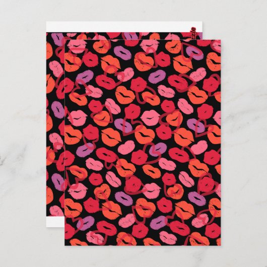 Style Herzmit Kussmund zum Valentinstag Postkarte (Vorne/Hinten)