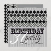 Style Mixup Stripy Diamond Age Birthday Party Einladung (Vorne/Hinten)