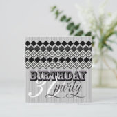 Style Mixup Stripy Diamond Age Birthday Party Einladung (Stehend Vorderseite)