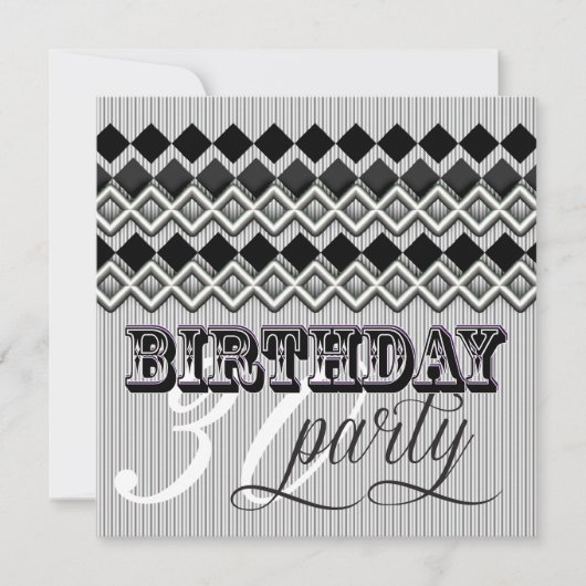Style Mixup Stripy Diamond Age Birthday Party Einladung (Vorderseite)