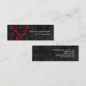 Style Monogram Grey Red Friseur Makeup Artist Mini Visitenkarte (Vorne/Hinten)
