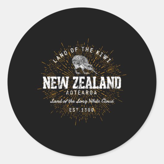 Style Neuseeland Runder Aufkleber (Vorderseite)