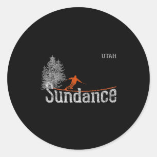 Style Sundance Utah 1980er Jahre Vintages Skifahre Runder Aufkleber