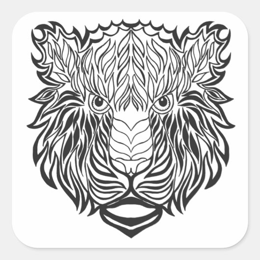Style Tiger Head Quadratischer Aufkleber (Vorderseite)