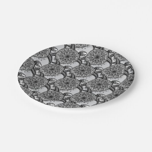 Style Turtle Pattern Pappteller (Schrägansicht)