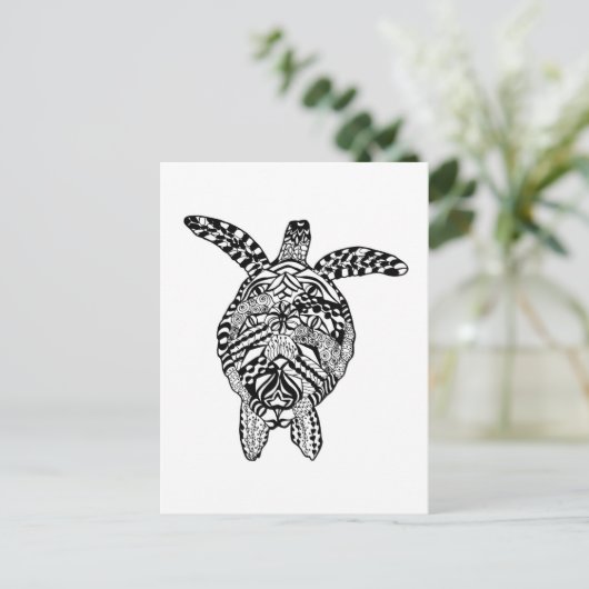 Style Turtle Postkarte (Stehend Vorderseite)