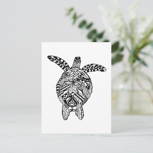Style Turtle Postkarte (Stehend Vorderseite)