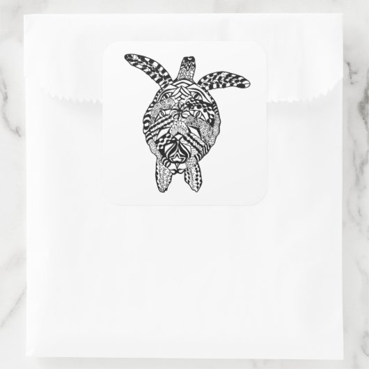 Style Turtle Quadratischer Aufkleber (Tasche)