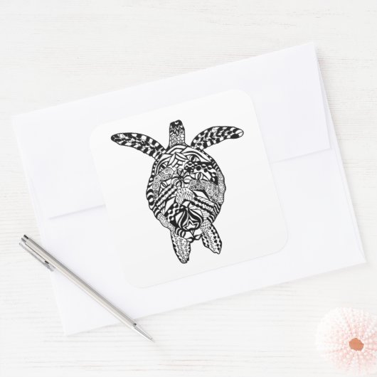 Style Turtle Quadratischer Aufkleber (Umschlag)