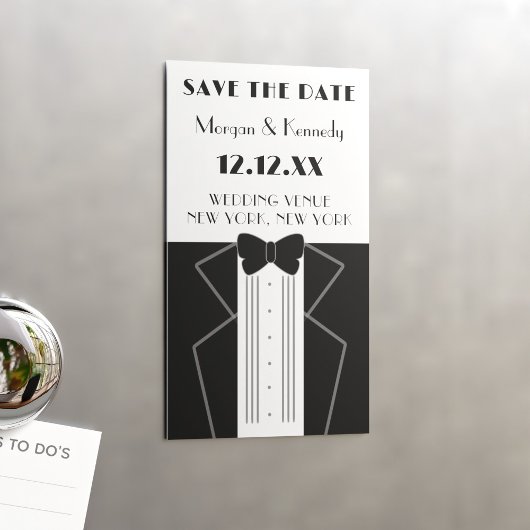 Style Tuxedo Wedding Save the Date Magnet