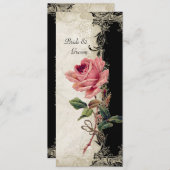 Style Vintage Rose Schwarz in Cream Lace Einladung (Vorne/Hinten)