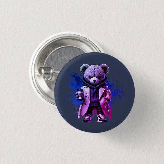 Style with Our Bold Urban Boss bear Designs Button (Vorne & Hinten)