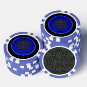 Styled Frame Damask 500 Monogram Blue Poker Chips (Stapel)