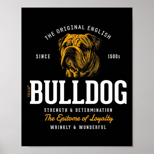 Styled Retro English Bulldog Poster (Vorne)