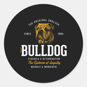 Styled Retro English Bulldog Runder Aufkleber