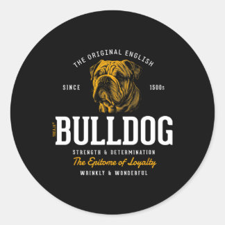 Styled Retro English Bulldog Runder Aufkleber