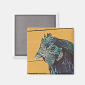 Styliertes Huhn #1 aquamarin Magnet (Vorderseite/Rückseite)