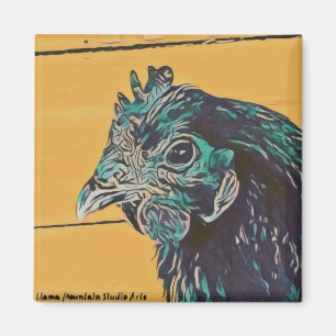 Styliertes Huhn #1 aquamarin Magnet