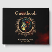Styliertes Lion Head Portrait in Mandala Frame Gästebuch (Vorderseite)