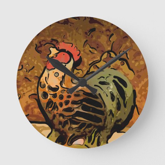 Stylin Chicken Runde Wanduhr (Vorderseite)
