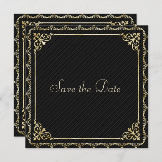 Stylin Gold Border Save the Date (Vorne/Hinten)