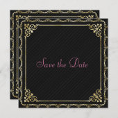 Stylin Gold Border Save the Date (Vorne/Hinten)